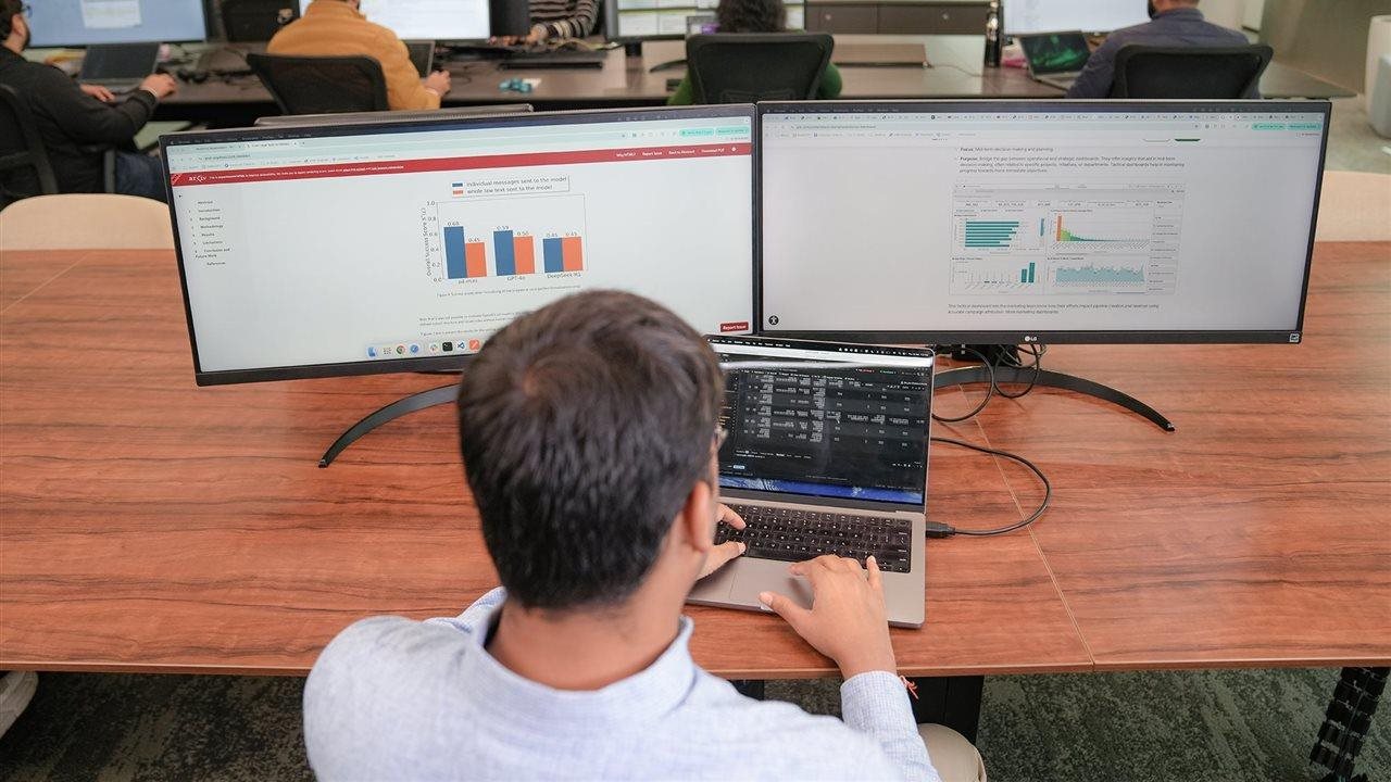 Man at his desk at work using upgraded CLM platforms to keep pace with a changing industry in 2026 by embracing intelligent contracting run by next-generation technology: Agentic AI.