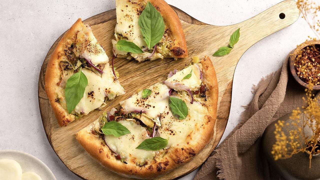 Galbani mozzarella cheese on pizza.