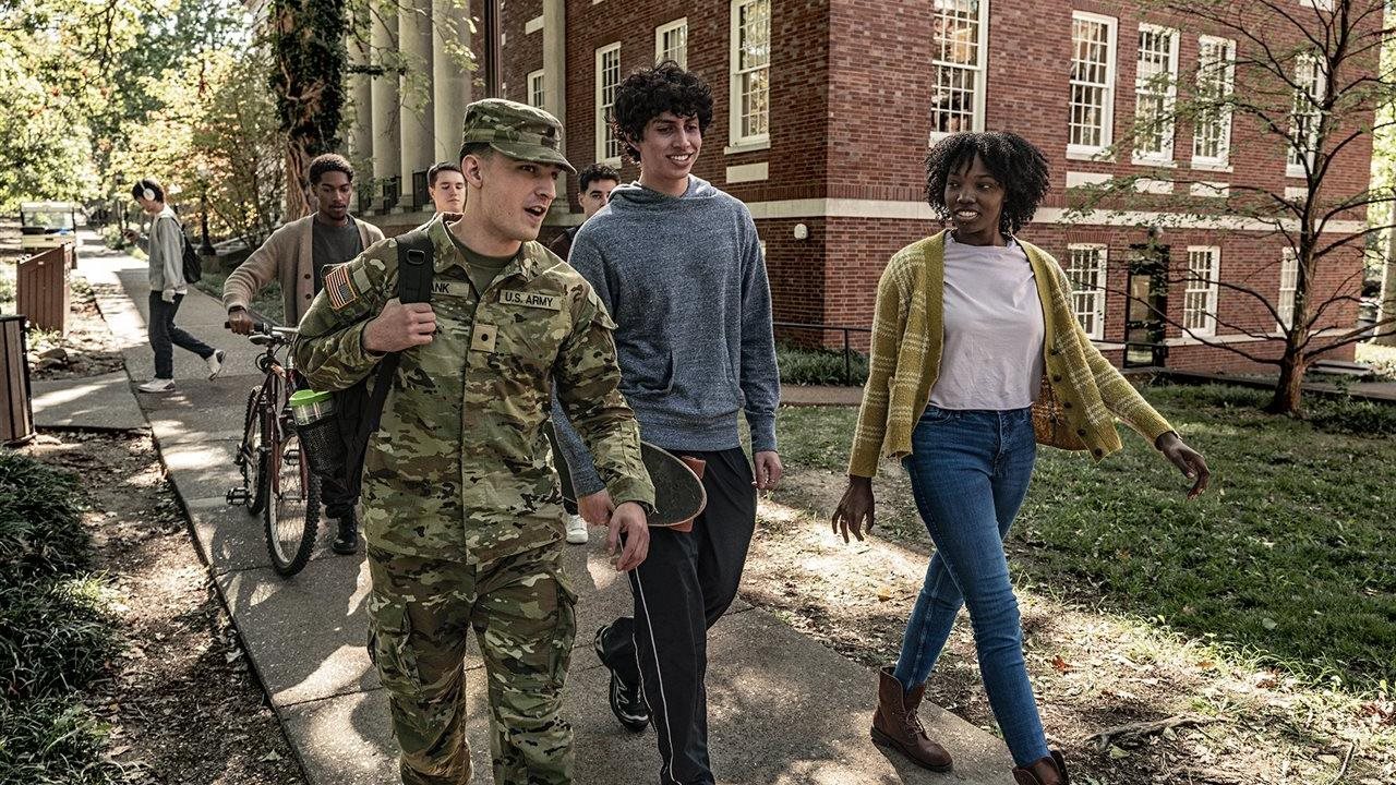 Potencial students touring a campus. The U.S. Army's Reserve Officers' Training Corps (ROTC) can cover the cost of higher education.