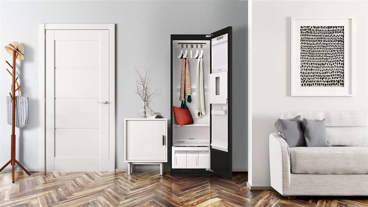 LG Styler in the entry way of a home.