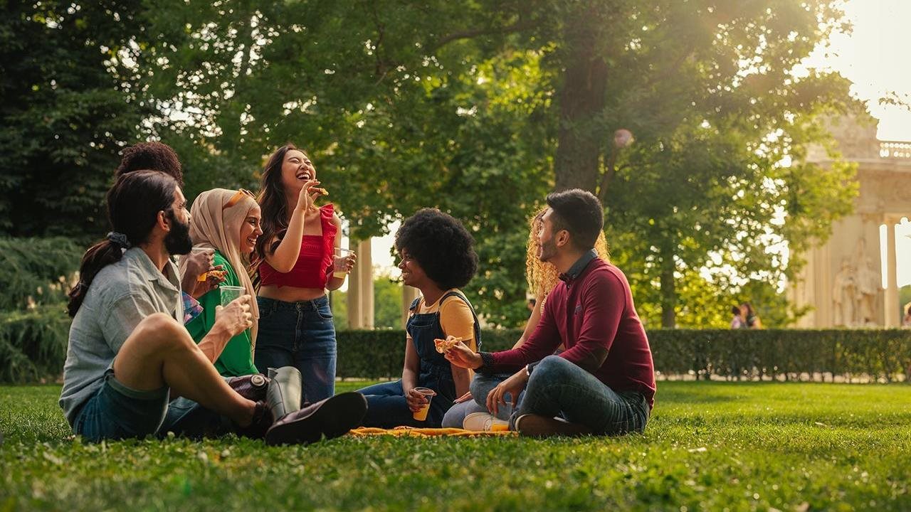 Group of friends enjoying some time in the park.
